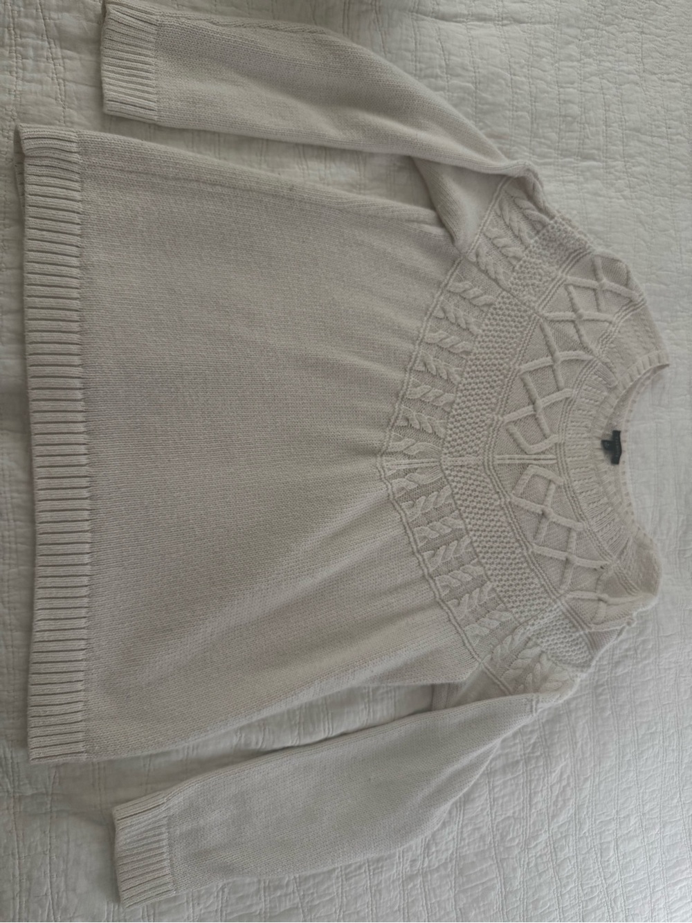 Women's Cream Silk Cotton Blend Talbots Sweater